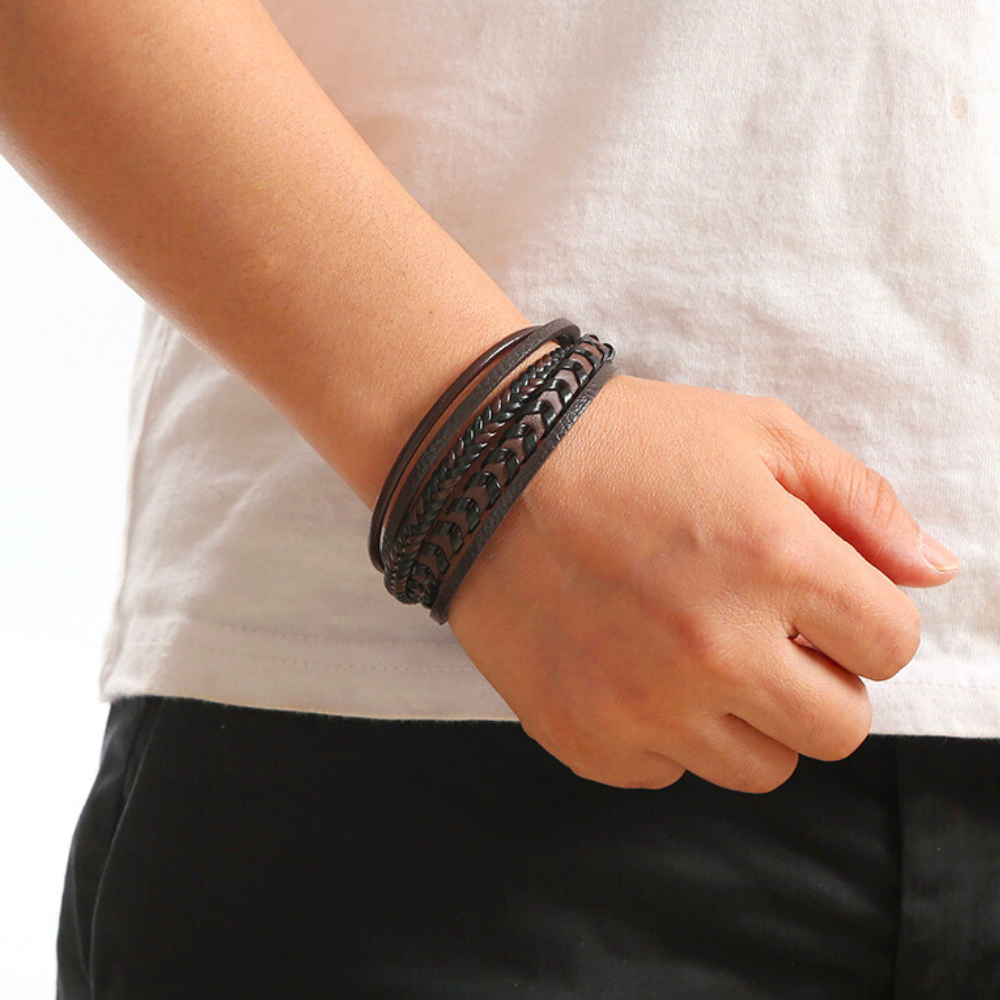 Van Laar - Leren Gevlochten Viking Armband