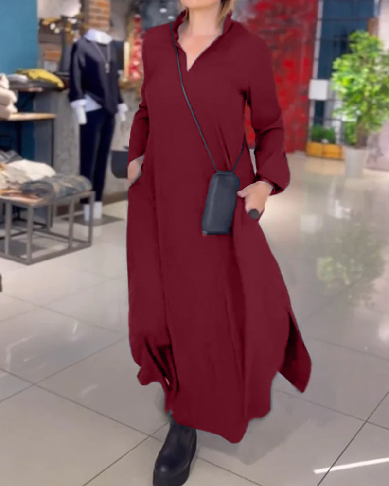 Van Laar® | Losse lange jurk met zijsplit