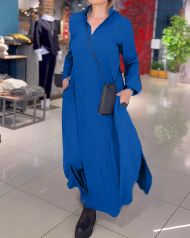 Van Laar® | Losse lange jurk met zijsplit