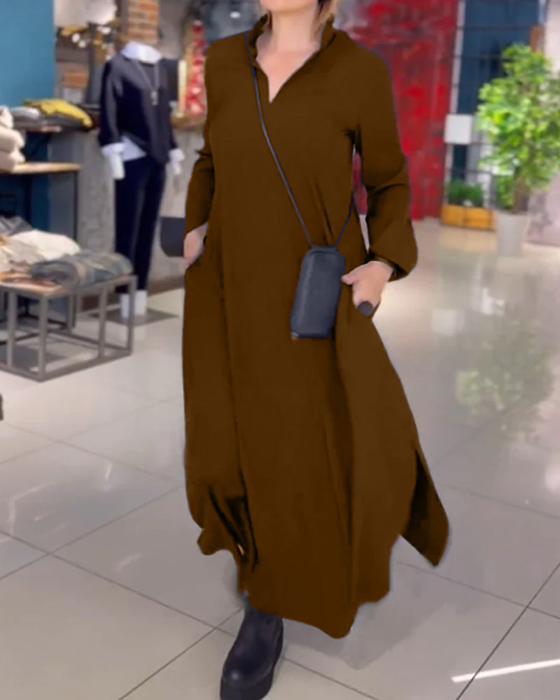 Van Laar® | Losse lange jurk met zijsplit