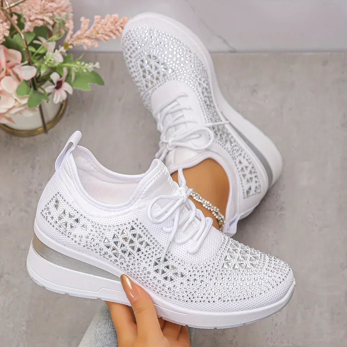 Giselle – Orthopedische sneakers met fonkelende strass-steentjes