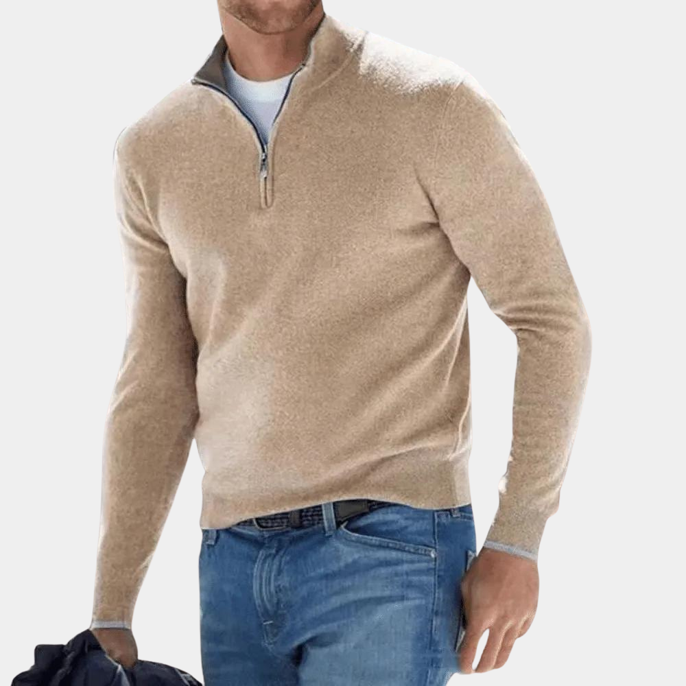 Harvey - Eenvoudige herensweater met halve rits voor de zomer