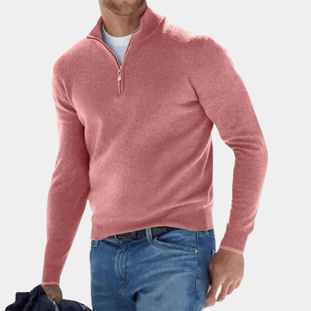 Harvey - Eenvoudige herensweater met halve rits voor de zomer