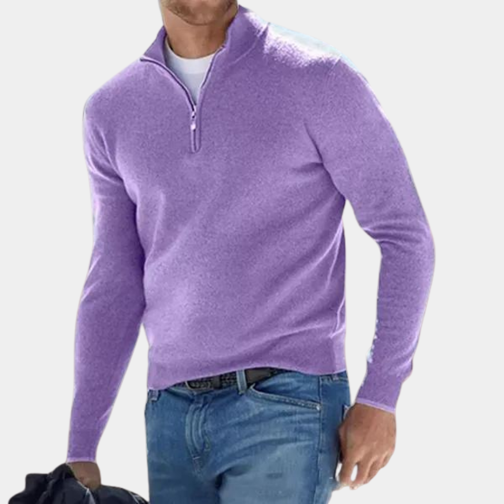 Harvey - Eenvoudige herensweater met halve rits voor de zomer
