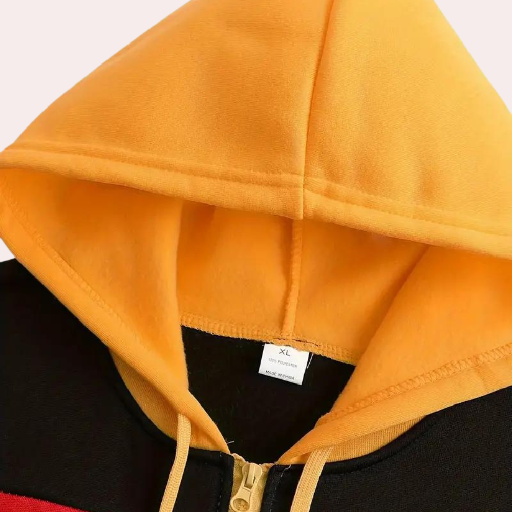 Casual oranje zomer hoodie met kleurblok voor heren