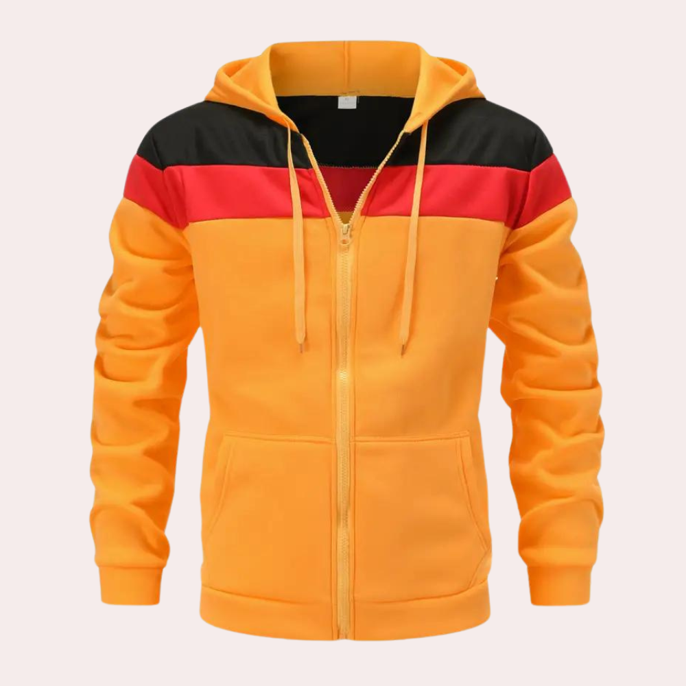 Casual oranje zomer hoodie met kleurblok voor heren