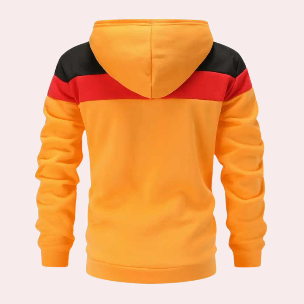 Casual oranje zomer hoodie met kleurblok voor heren