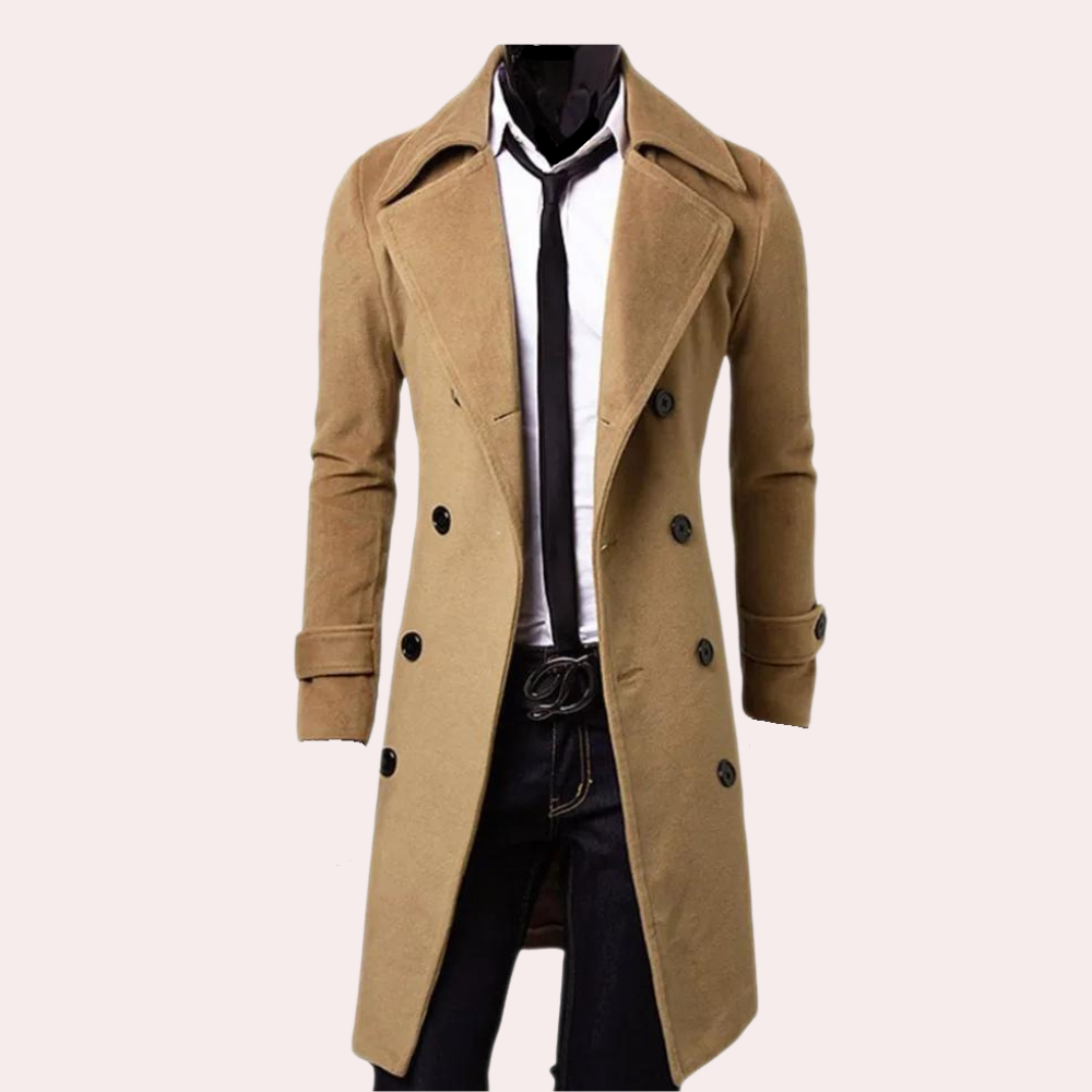 Lichte zomer trenchcoat voor heren met twee rijen knopen