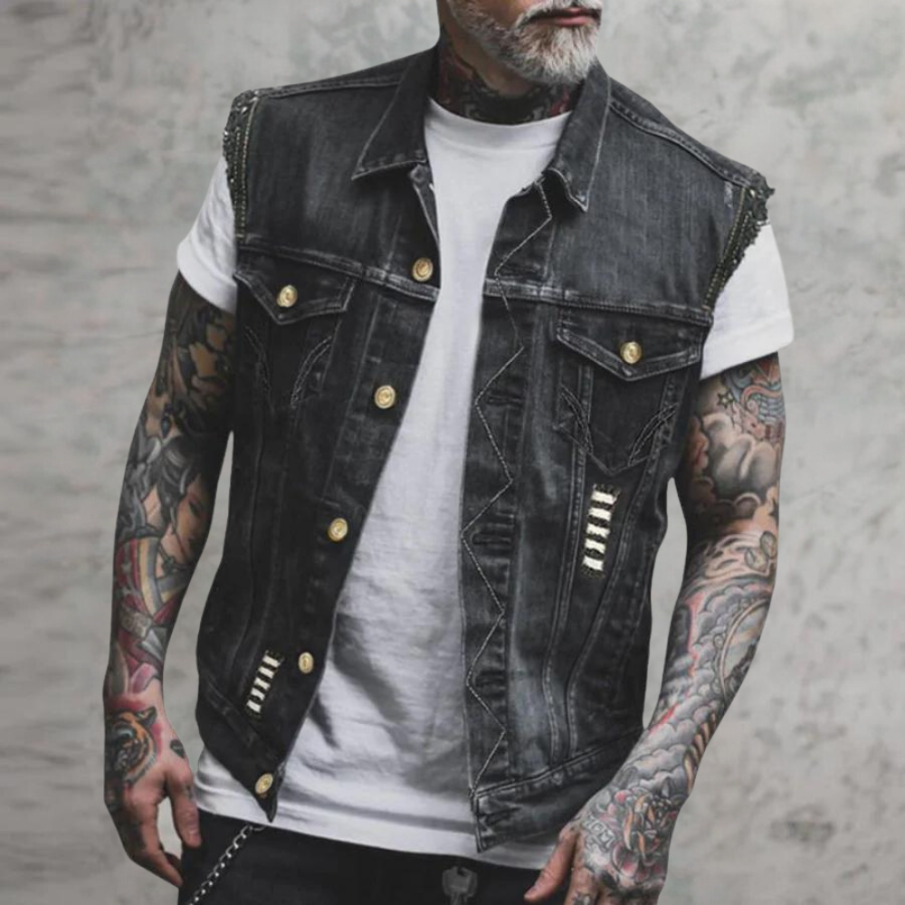 Yevgeny - Retro denim zomer gilet voor heren