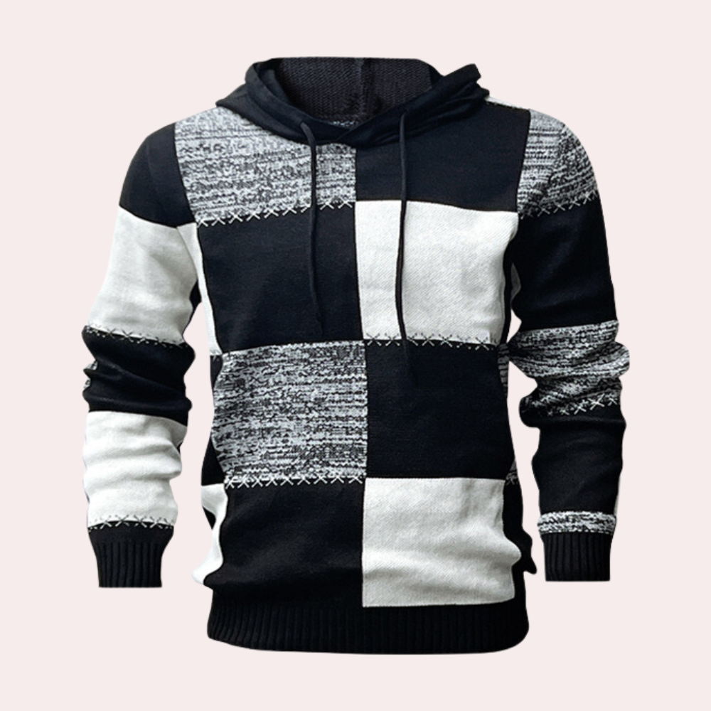 Greco - Heren trendy geruite zomertrui met capuchon