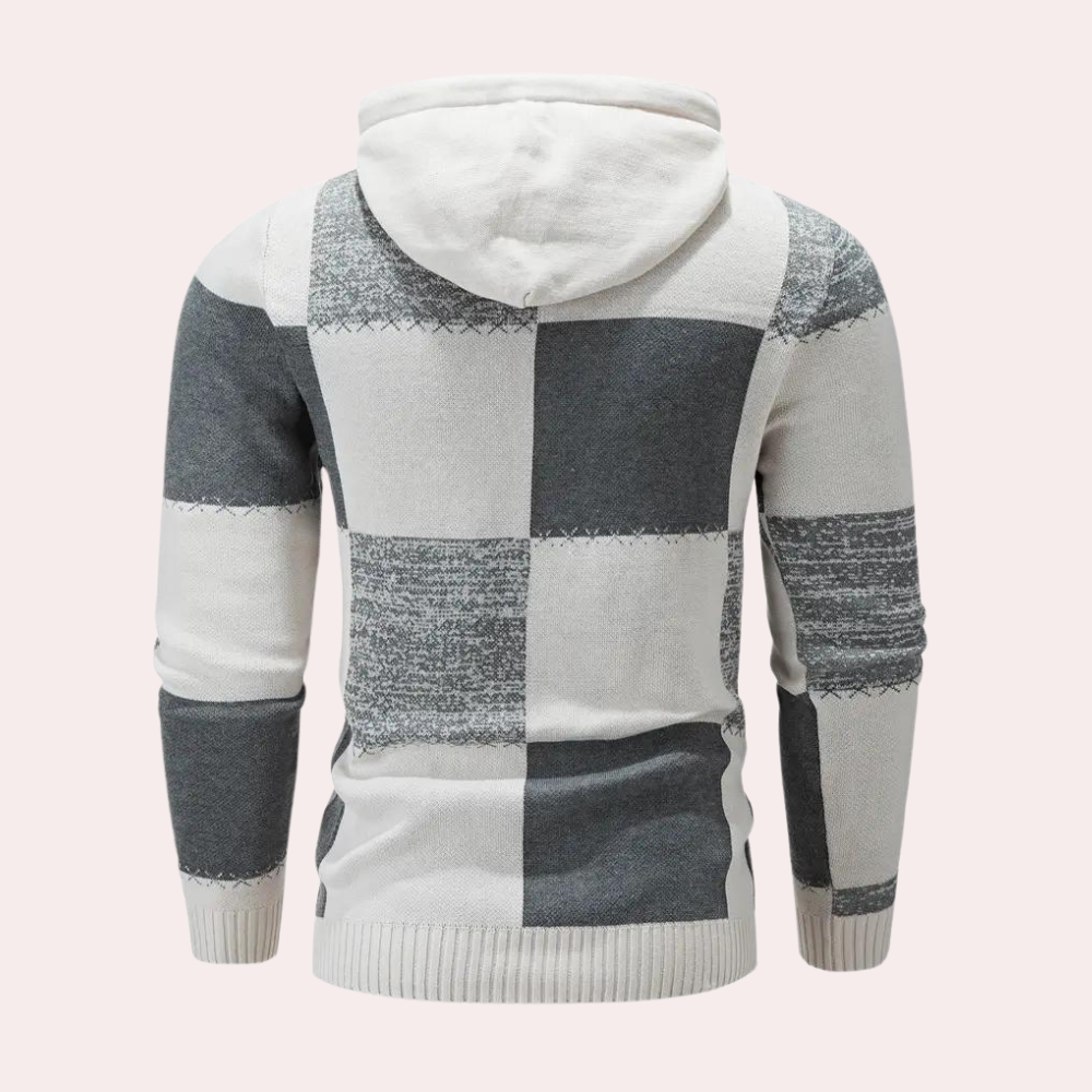 Greco - Heren trendy geruite zomertrui met capuchon