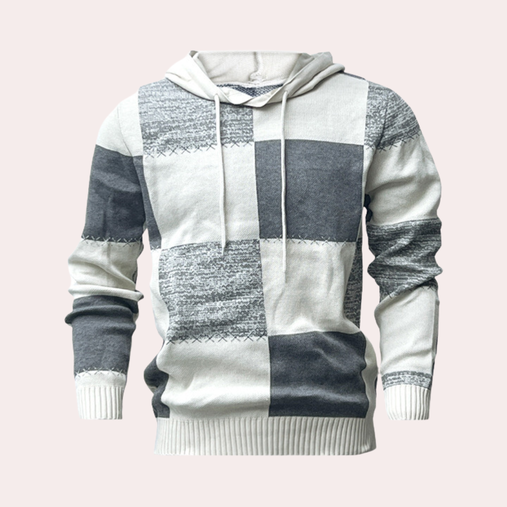 Greco - Heren trendy geruite zomertrui met capuchon