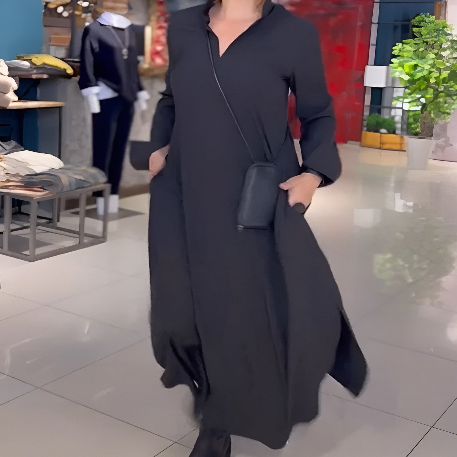 Van Laar® | Losse lange jurk met zijsplit