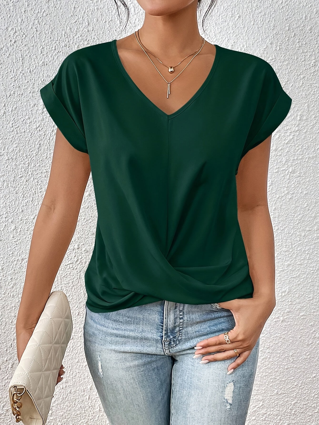 Van Laar™ | Casual T-shirt met sweetheart halslijn