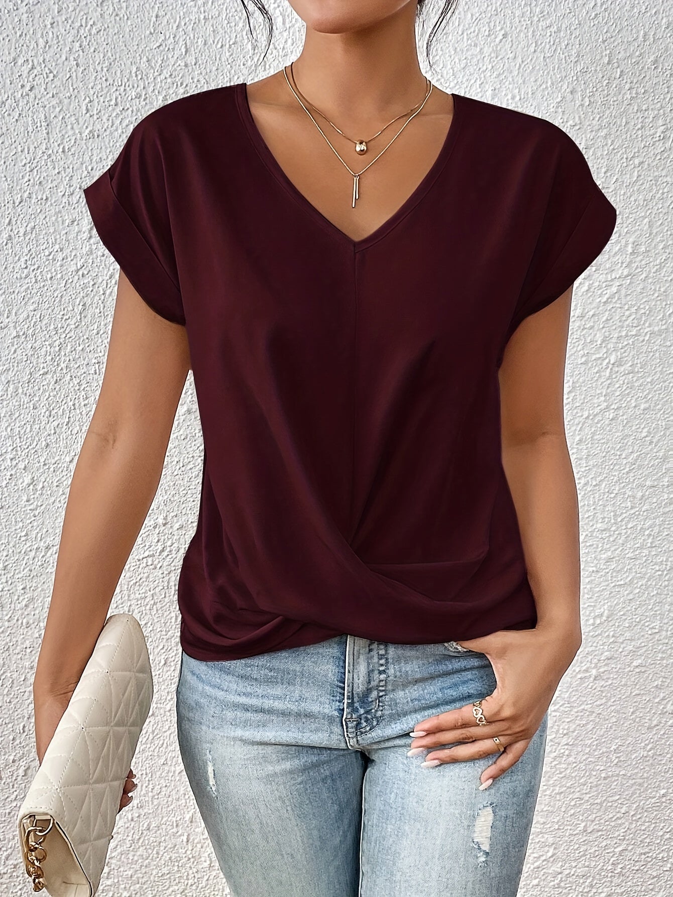 Van Laar™ | Casual T-shirt met sweetheart halslijn
