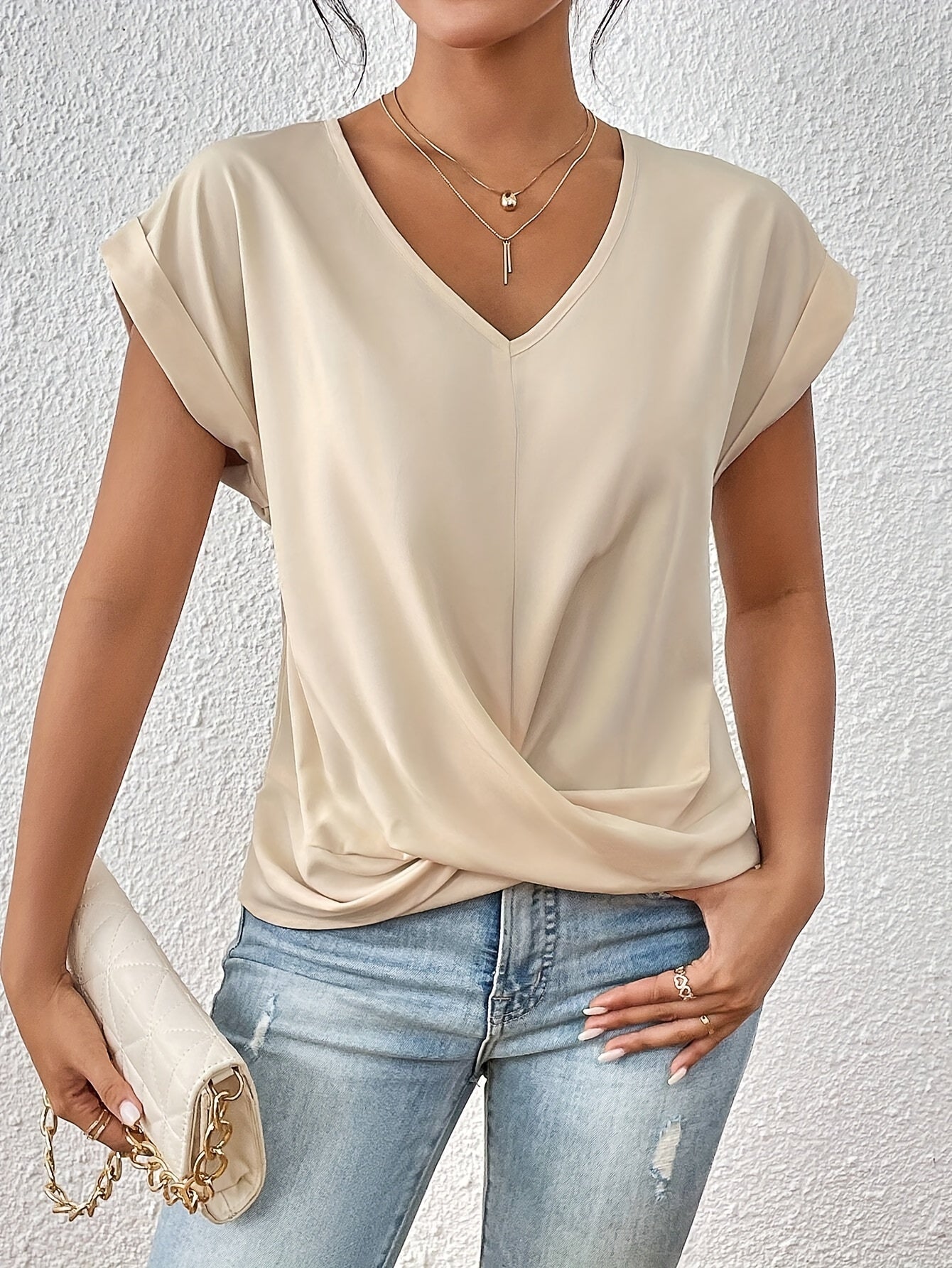 Van Laar™ | Casual T-shirt met sweetheart halslijn