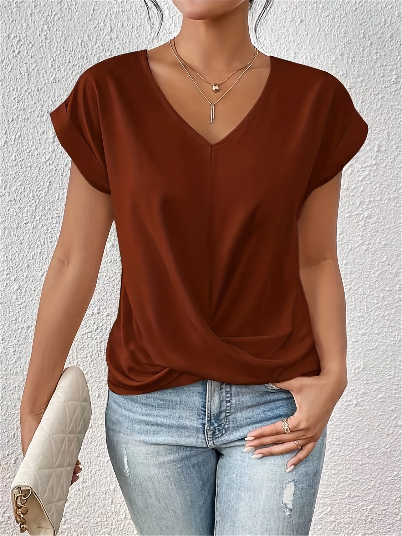 Van Laar™ | Casual T-shirt met sweetheart halslijn