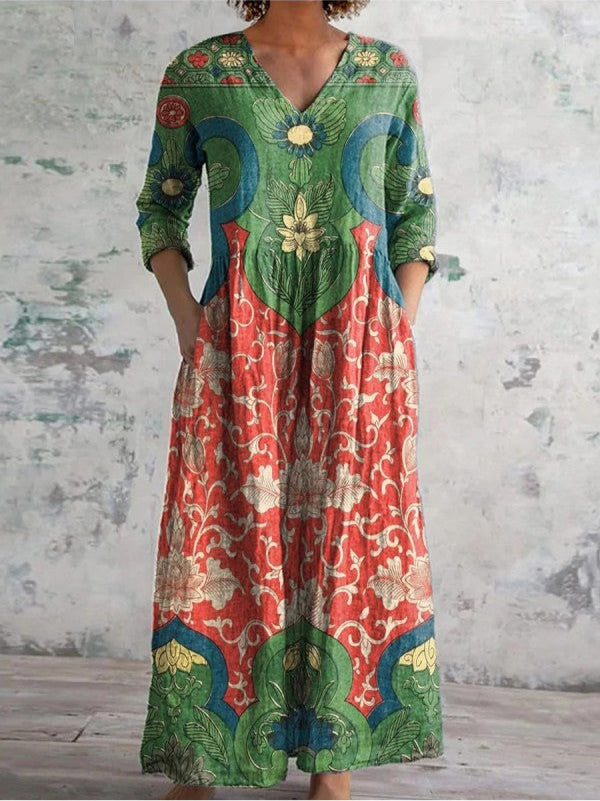 Van Laar | Maxi jurk met vintage bloemenprint