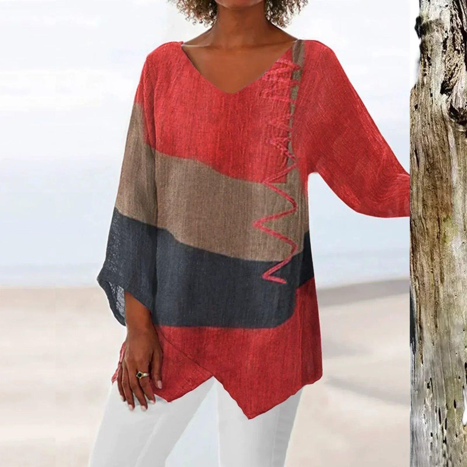 Van Laar™ | Artistieke V-hals Tuniek – Creatief, Luchtig & Stijlvol